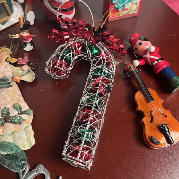 Vintage Christmas Ornaments Lot Santa Elf Candy Cane Violin 12 Days Mixed 19 Pc - Picture 10 of 11